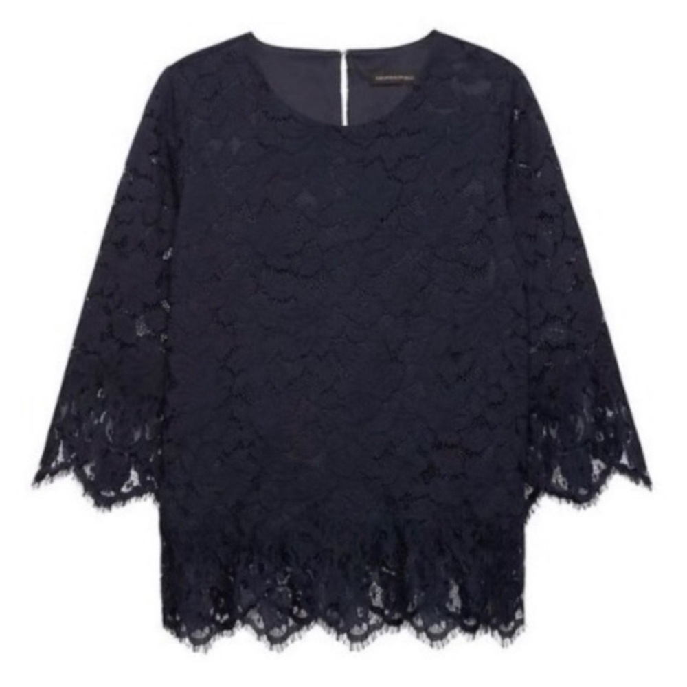 Banana Republic Lace Bell Sleeve Blouse Navy size XS